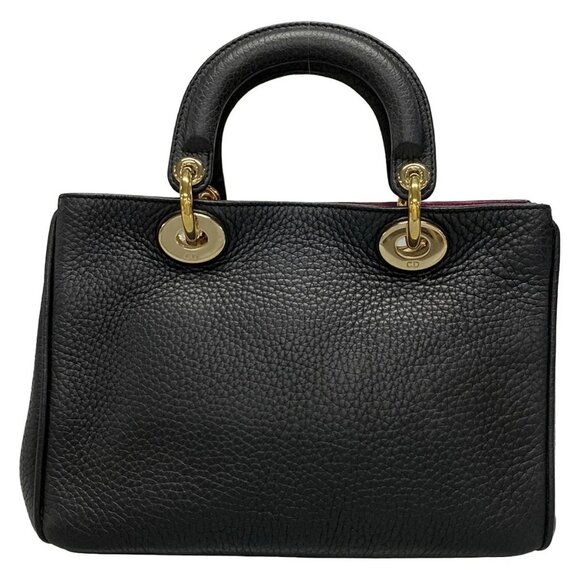 Auth DIOR/ChristianDior Diorissimo Black Pink Leather Tote Bag - Picture 3 of 16